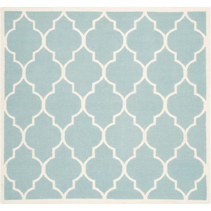 Dhurries DHU632 Hand Woven Area Rug - Light Blue/Ivory - 6'x6' - Safavieh.