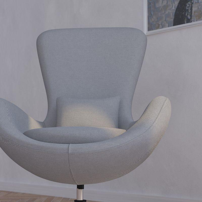 Merrick Lane High-Back Egg Style Lounge Chair in Light Gray Fabric Upholstery With 360° Swivel Chrome Base