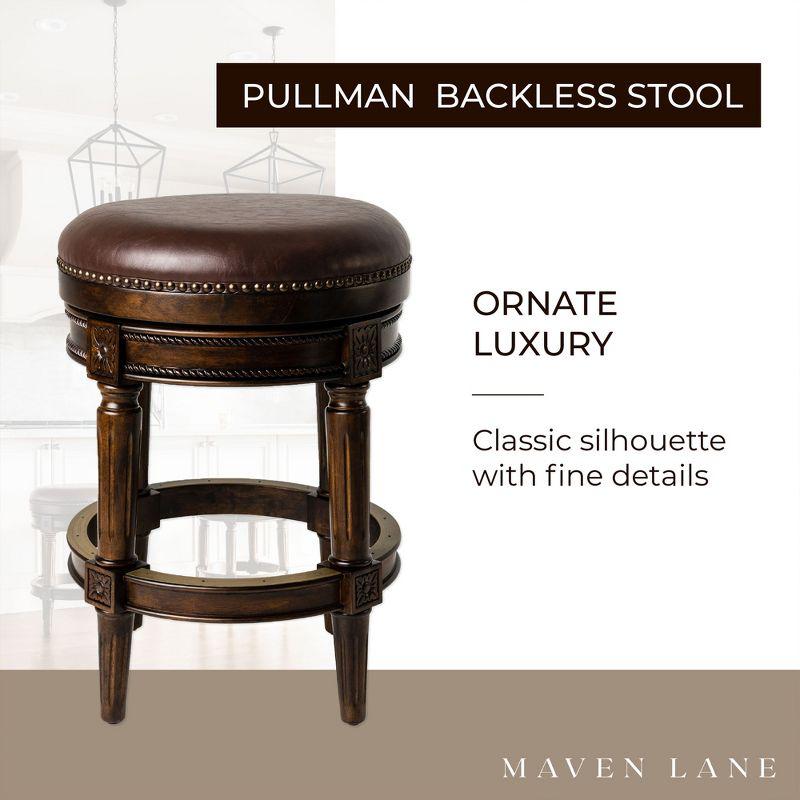 Pullman 25" Walnut Wood & Leather Swivel Counter Stool