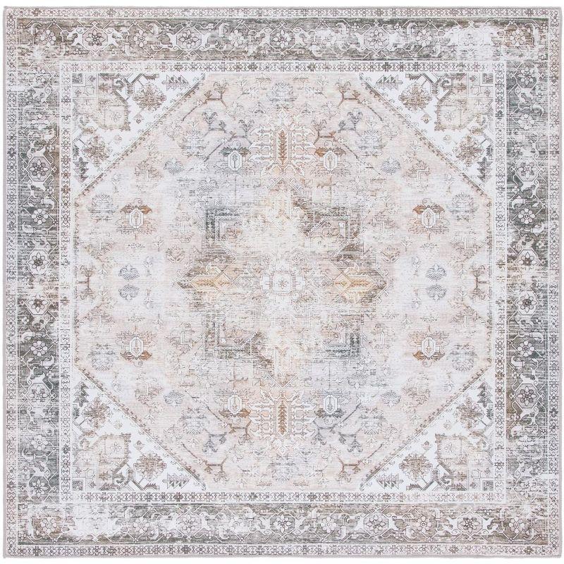 Tucson Vintage Persian TSN102 Power Loomed Machine Washable Skid-Resistant Indoor Area Rug - Beige/Grey - 8'x8' - Safavieh