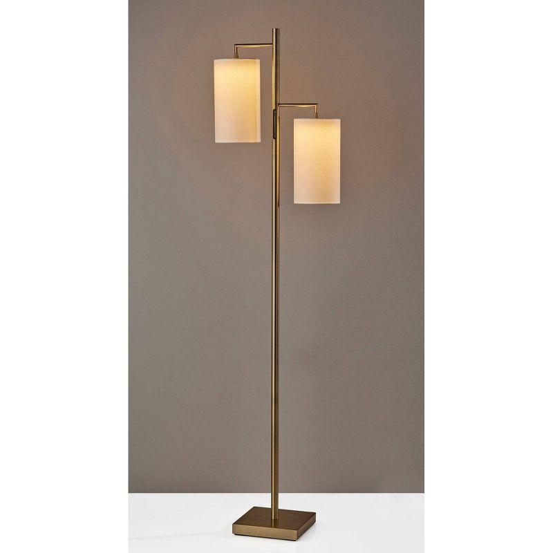 Adesso Matilda Tree Lamp: Dual White Shades, ETL Listed, Touch Sensor, 2700K Warm Light