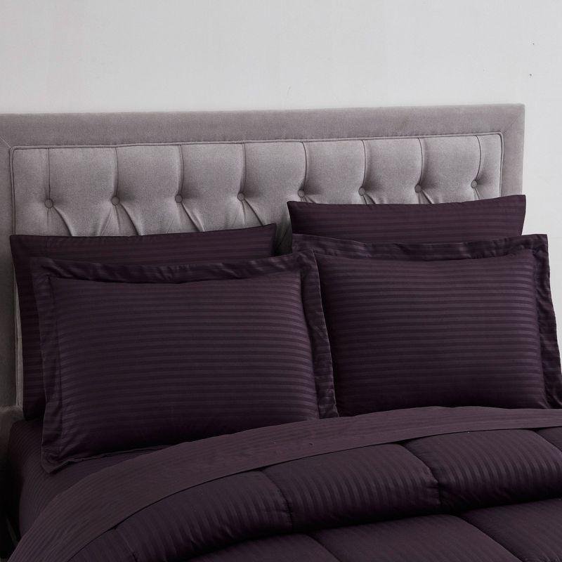 Sweet Home Collection Dobby Stripe Embossed Bed In a Bag Comforter Set