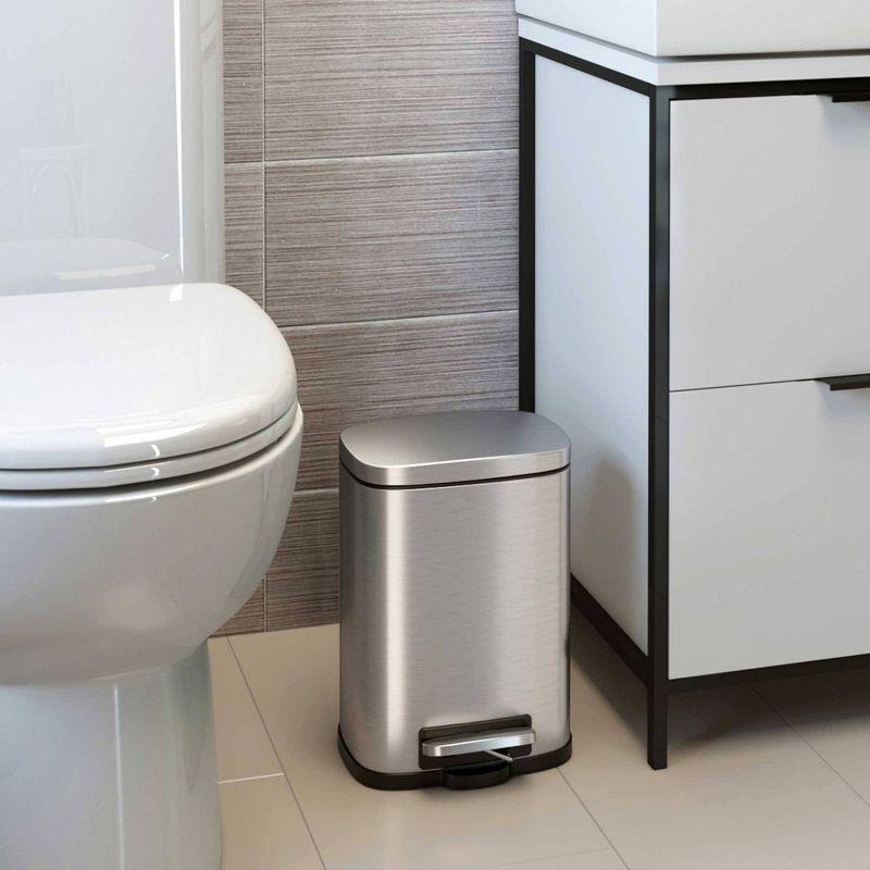 1.3 Gallon Silver Stainless Steel Step Trash Can