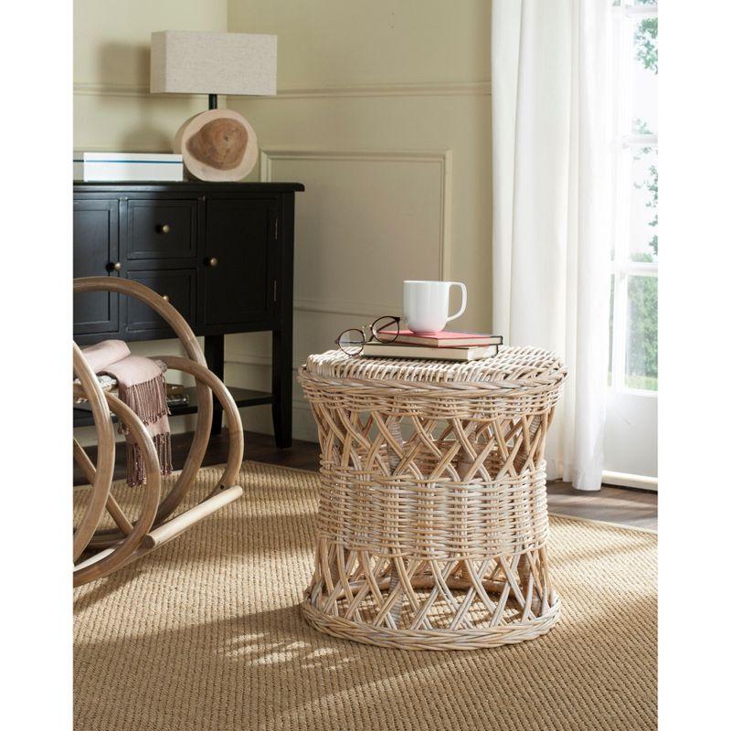 Tropical Breeze 20" Natural Kubu Rattan Round Accent Table