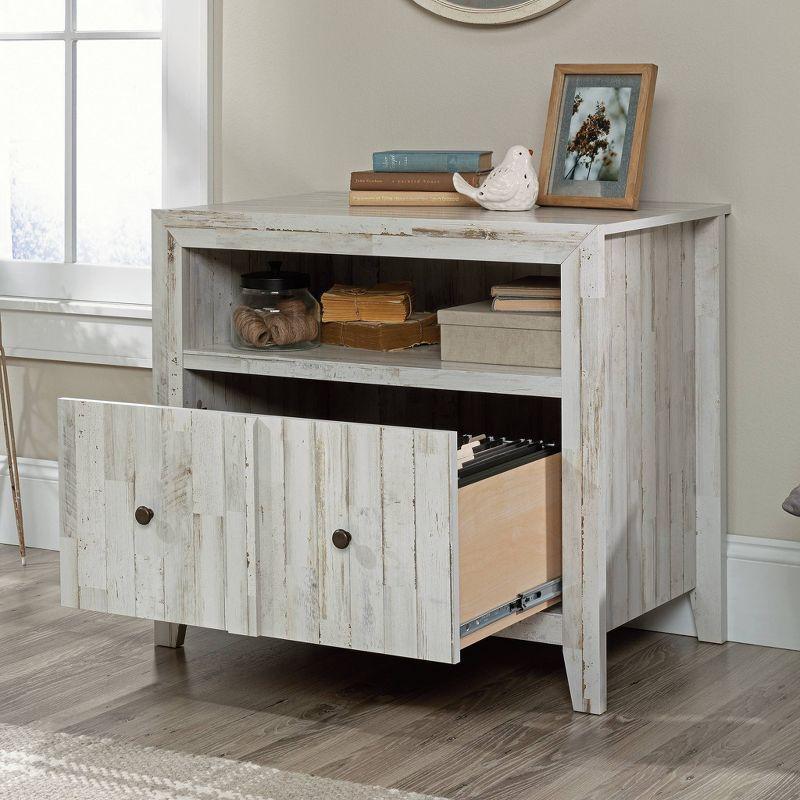 White Plank 1-Drawer Lateral File Cabinet with Open Shelf