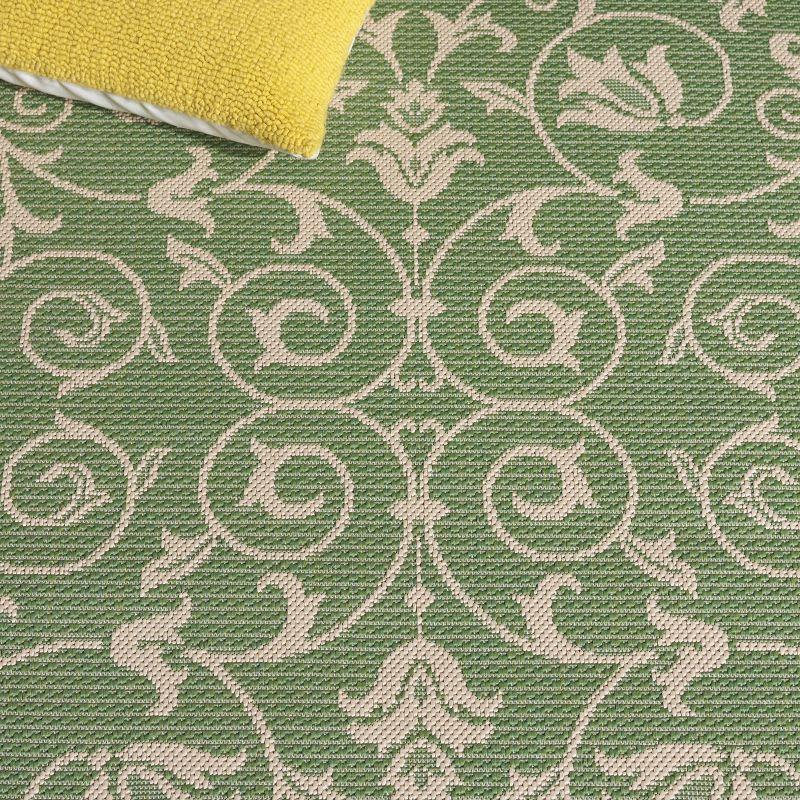 Courtyard CY2098 UV & Stain Resistant Non-Shedding Power Loomed Indoor/Outdoor Runner Rug - Olive/Natural - 2'3"x10' - Safavieh