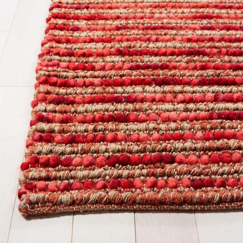 Handmade Red and Multicolor Wool Bohemian Area Rug, 5' x 8'