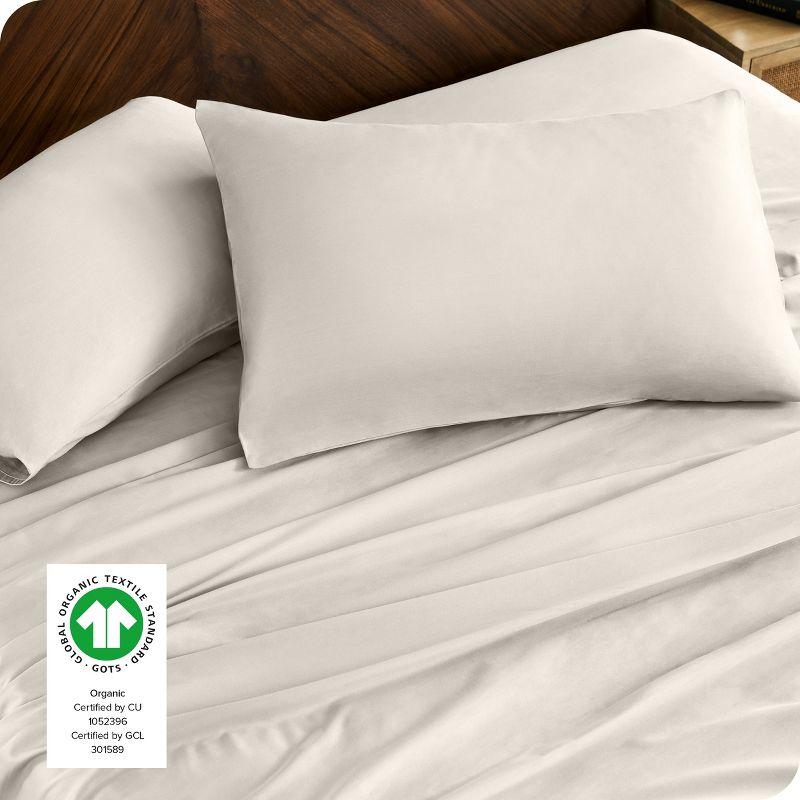 400 Thread Count Organic Cotton Sateen Bed Sheet Set by Bare Home