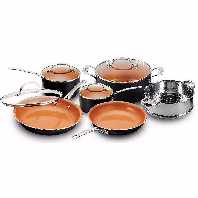 10-Piece Gray Nonstick Aluminum Cookware Set with Stainless Steel Handles