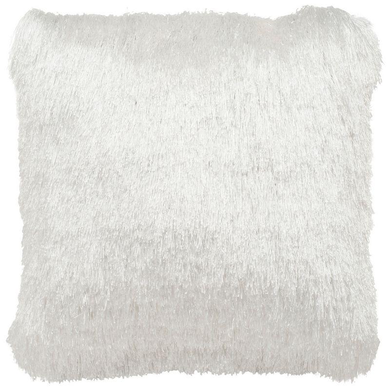 Pearl White 20" Square Shag Indoor/Outdoor Pillow