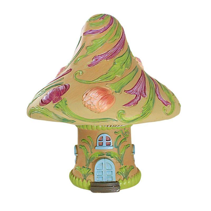 Whimsical 7.25" Beige and Green Mushroom House Figurine