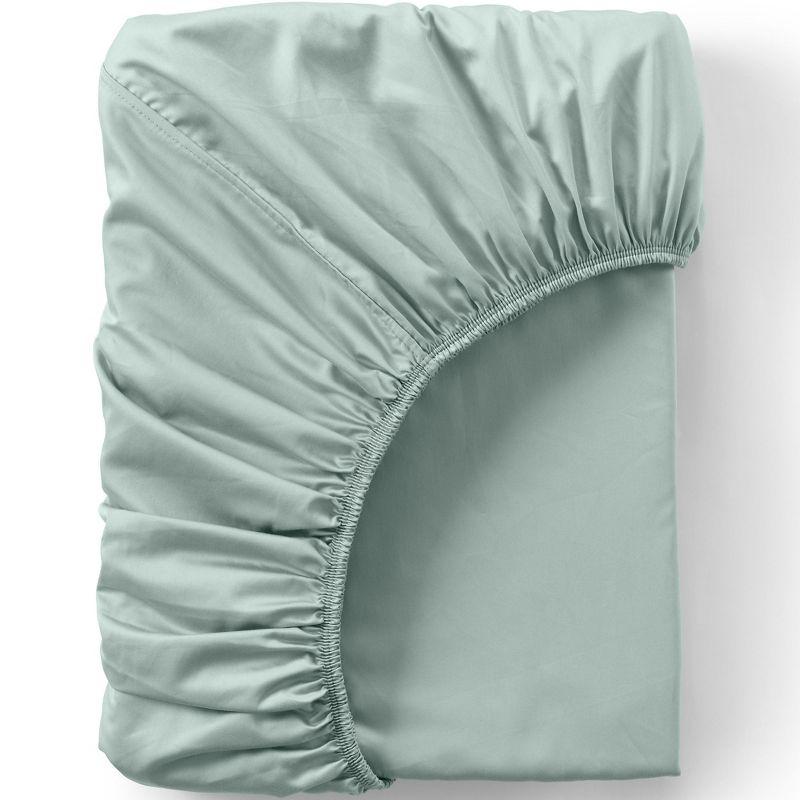 Lands' End 400 Thread Count Premium Supima Cotton No Iron Sateen Fitted Bed Sheet - King - Desert Sage
