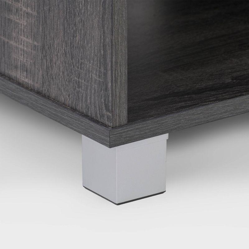 CorLiving Hollywood TV Stand for TVs up to 85" Wood Grain Gray : Modern Entertainment Center with Open Shelves, Adjustable Storage
