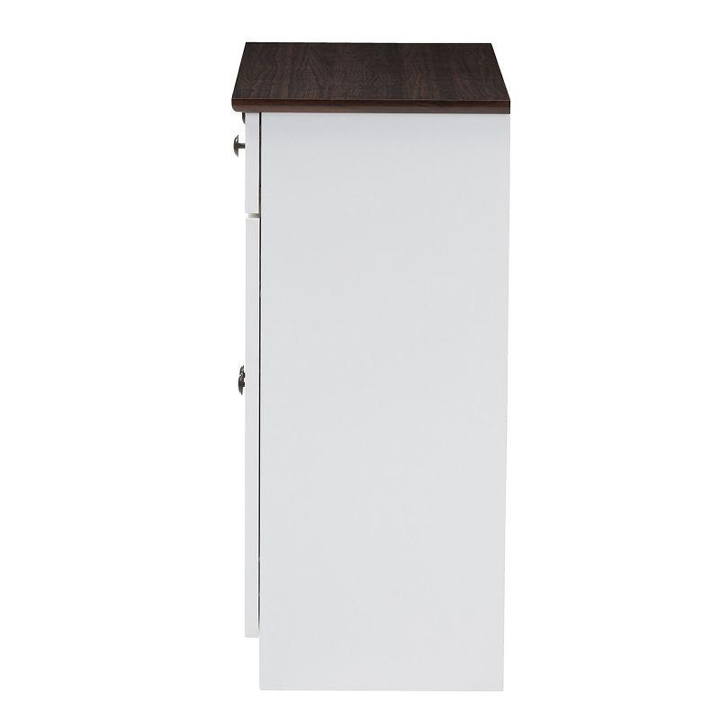 Lauren TwoTone and Buffet Kitchen Cabinet with Two Doors and Two Drawers White/Dark Brown - Baxton Studio: Engineered Wood, Modern Style