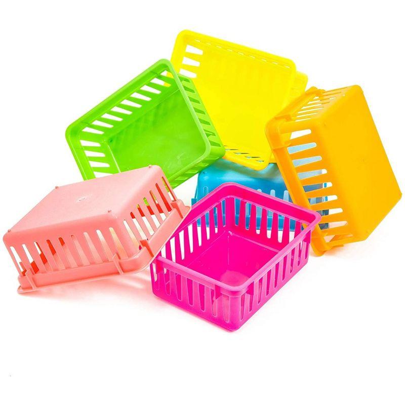 Bright Creations 12-Pack Small Plastic Classroom Storage Bins for Organization, Baskets for Kids', 6 Colors, 6.2 x 4.8 x 2.4 inches