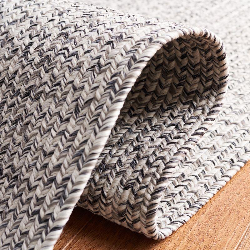Braided BRA201 Machine Washable UV & Stain Resistant Non-Shedding Hand Woven Indoor/Outdoor Accent Rug - Grey/Ivory - 3'x5' - Safavieh