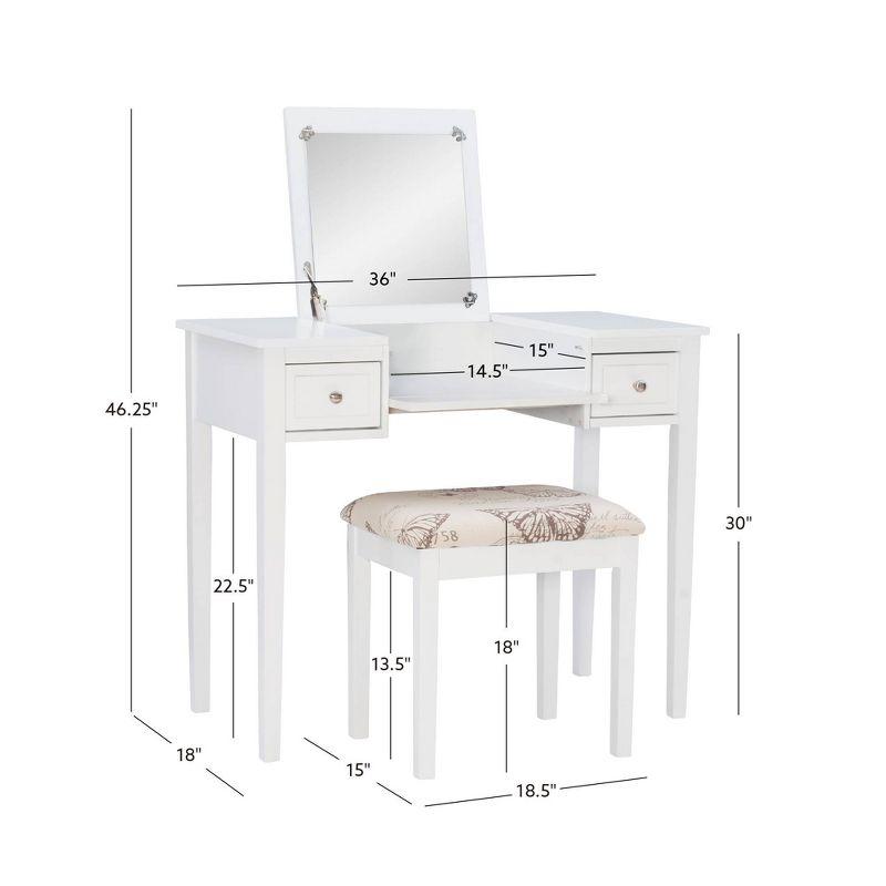 Butterfly Vanity and Stool - Linon