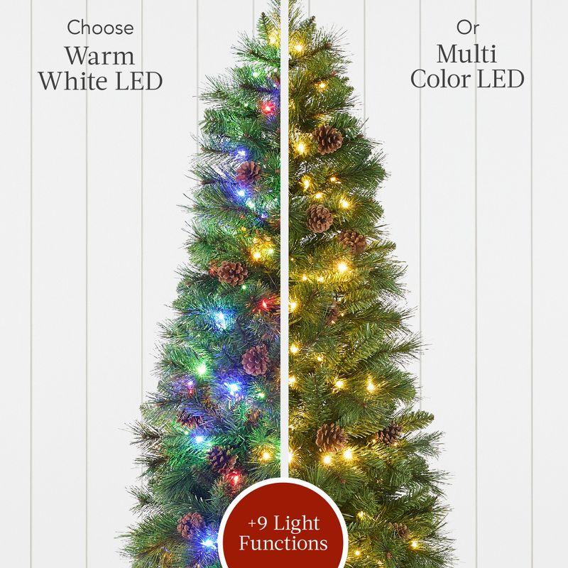 Best Choice Products Pre-Lit Artificial Scotch Pine Pencil Christmas Tree w/ LED Lights Metal Stand