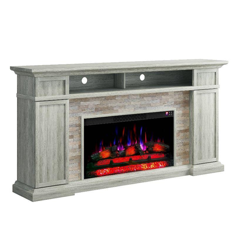 Festivo 70" Farmhouse Freestanding Electric Fireplace Light Gray