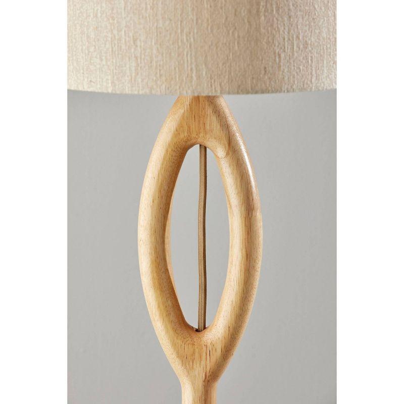 Natural Wood Floor Lamp with Beige Drum Shade