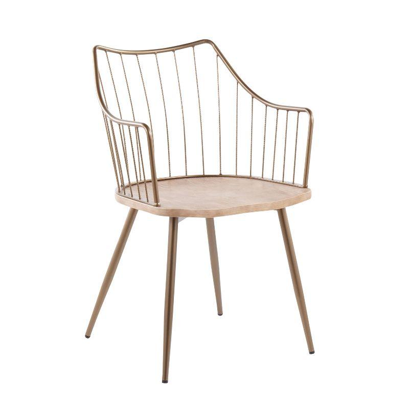 Windsor High Slat Back Arm Chair in Antique Copper and White Wash