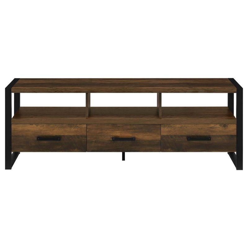 James 60" Dark Pine Rustic TV Stand with 3 Drawers