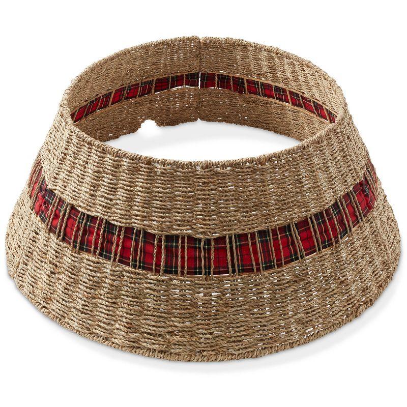 Casafield Woven Christmas Tree Collar with Ribbon and Cord Cutout