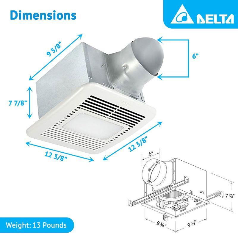 Delta Breez Signature Exhaust Fan LED Light w/ Humidity Sensor, 80/110CFM, White