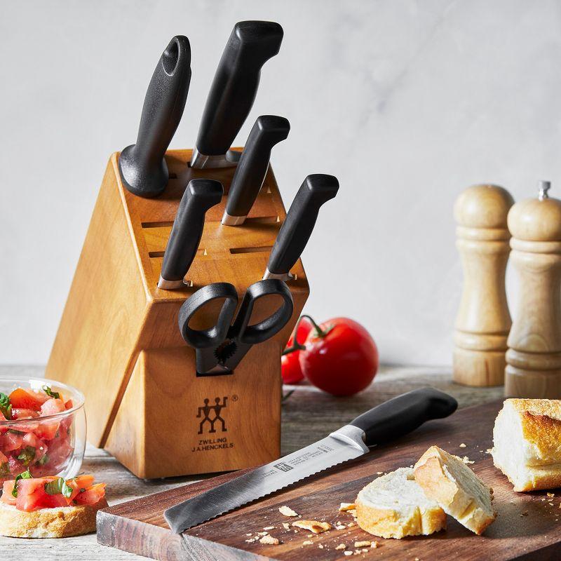 Zwilling Four Star 8-Piece Knife Block Set with Natural Wood