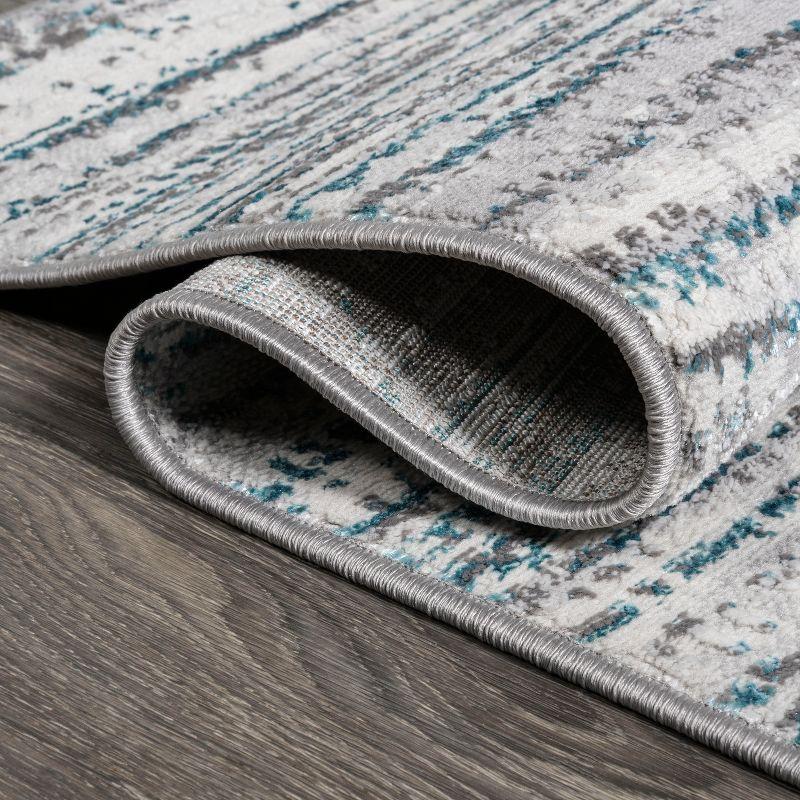 8'x10' Loom Modern Strie'  Area Rug, Gray/Turquoise - JONATHAN Y