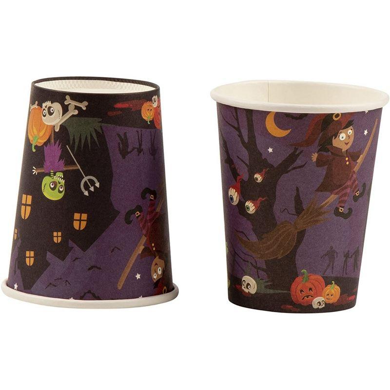 Blue Panda 144 Piece Spooky Halloween Disposable Party Supplies Serves 24 - Plates, Napkins, Cups & Cutlery
