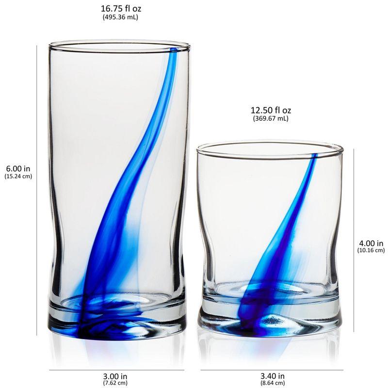 Blue Ribbon Libbey Impressions 16-Piece Tumbler and Rocks Glass Set