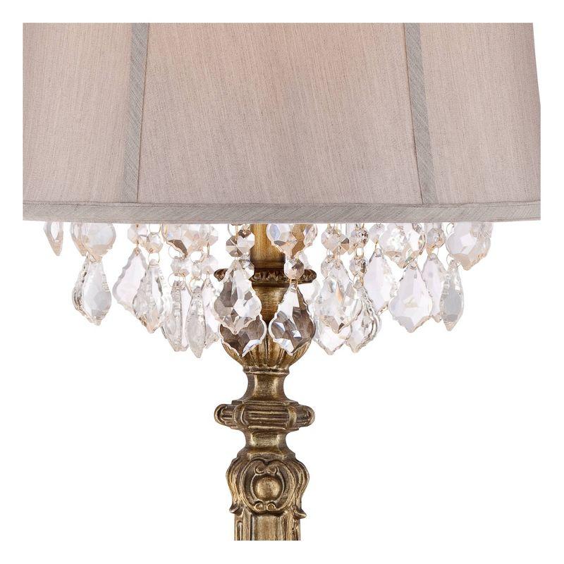 Barnes and Ivy Dubois Traditional Table Lamp 37 1/4" Tall Antique Gold Mist Gray Crystal Beading Drum Shade for Bedroom Living Room Bedside Nightstand