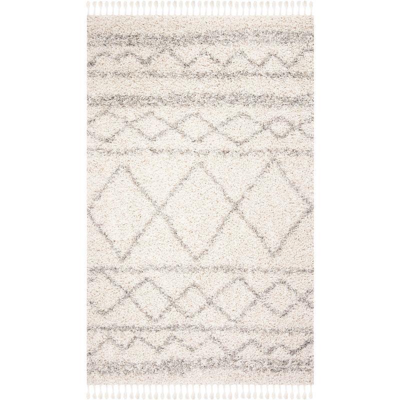 Pro Luxe Blue Geometric Hand-Knotted Shag Rug 5' x 8'