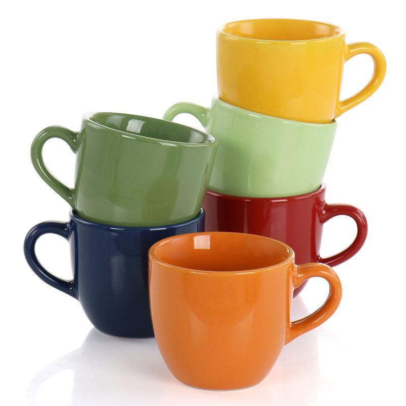 Gibson Home Color Cafe 13 Piece Espresso Mug and Saucer Set with Metal Rack in Assorted Colors