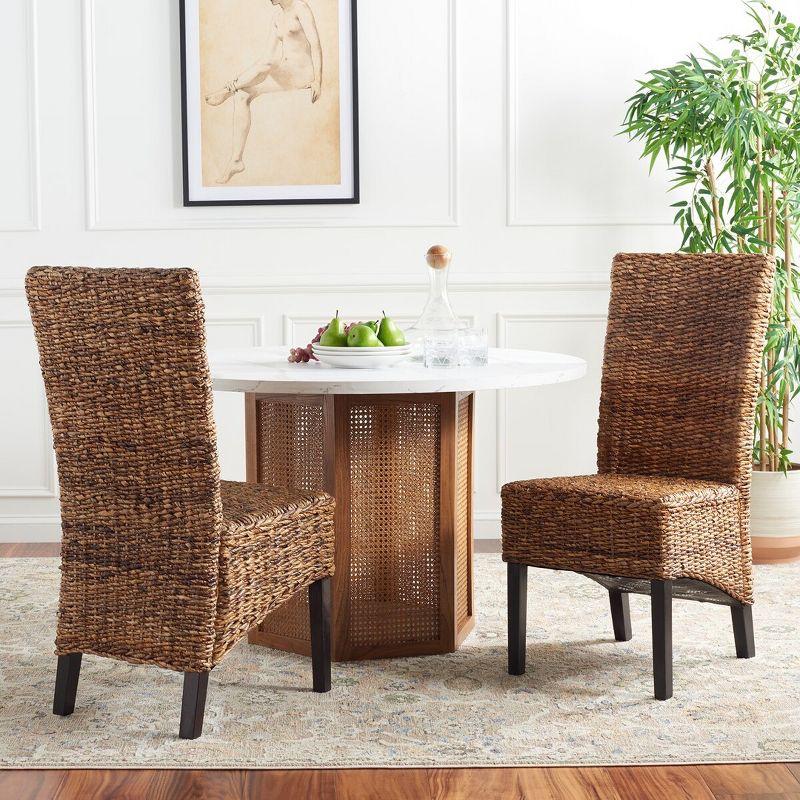 Kiska 18''H Rattan Side Chair (Set of 2) - Dark Brown - Safavieh