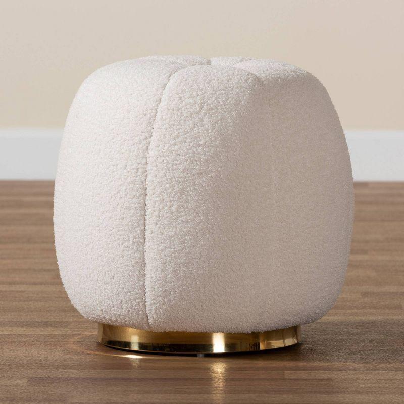 Raelynn Boucle Upholstered and Metal Ottoman Ivory - Baxton Studio