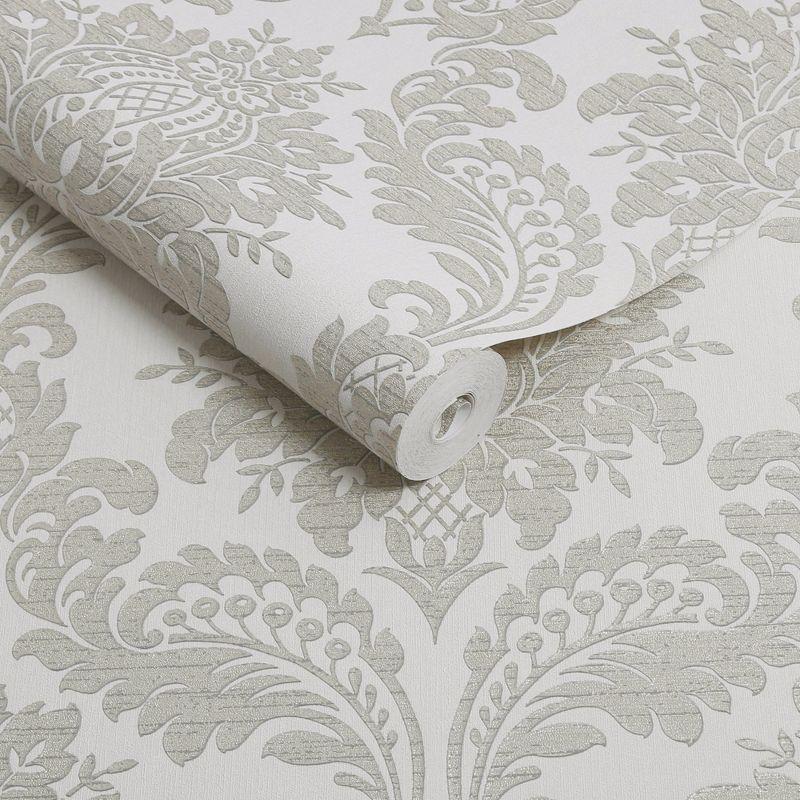 Archive Damask Grey Wallpaper