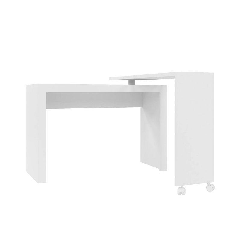Calabria Nested Desk White - Manhattan Comfort: L-Shaped, Home Office, Kid's Room, MDP Material, No Storage
