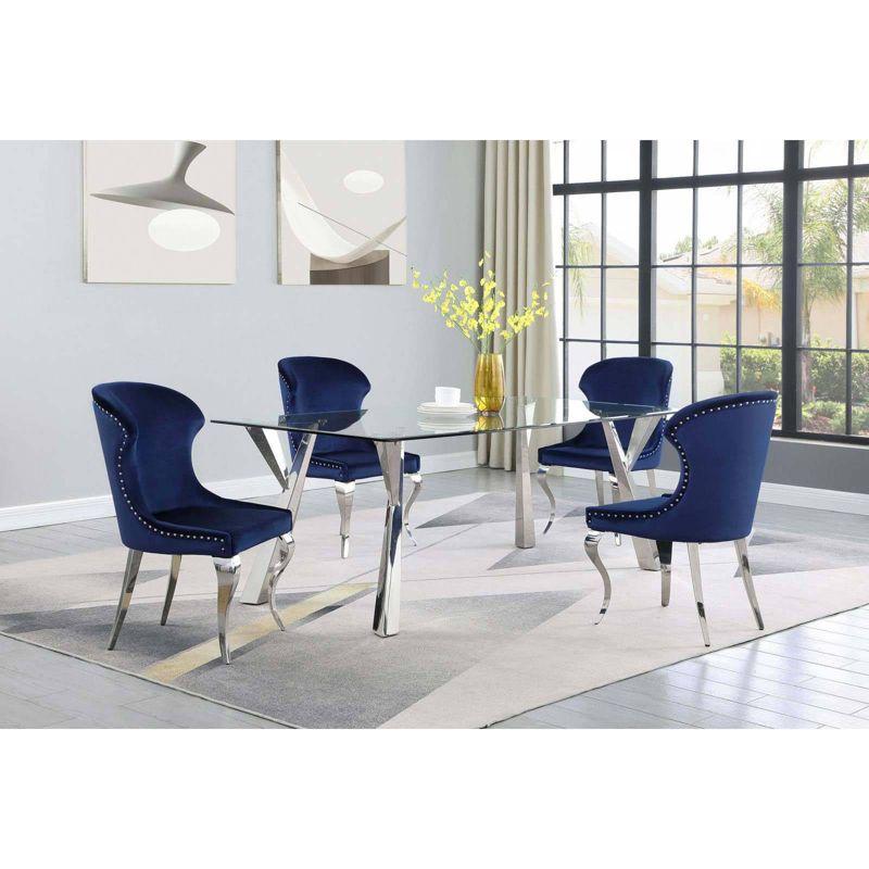 Coaster Set of 2 Cheyanne Glam Wingback Upholstered Side Chairs with Nailhead Trim