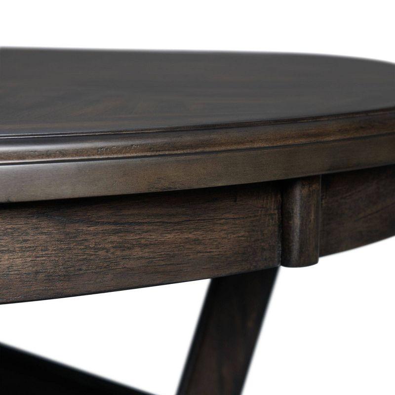 Transitional Walnut Round Wood Dining Table with Storage Shelf