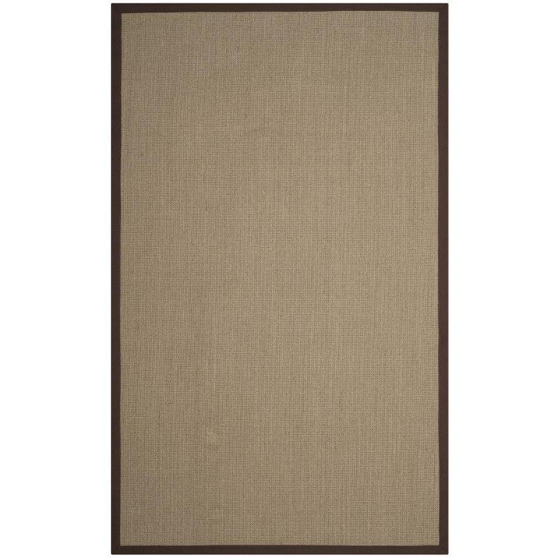 Sage and Brown Sisal Area Rug with Border, 5' x 8'