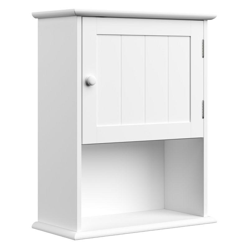 Wall-Mounted Storage Cabinet – Kitchen, Pantry, Laundry Room or Bathroom Organizer with Open Shelf – Bathroom Storage Furniture by Lavish Home (White)
