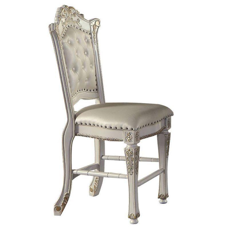 20" Vendome Dining Chair Antique Pearl Finish - Acme Furniture: Elegant Leather Upholstery, Nailhead Trim, Wood Frame