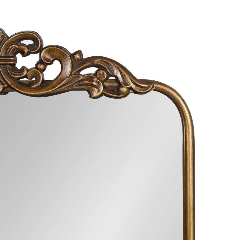 Gold Ornate Rectangular Wall Mirror with Crown Accent