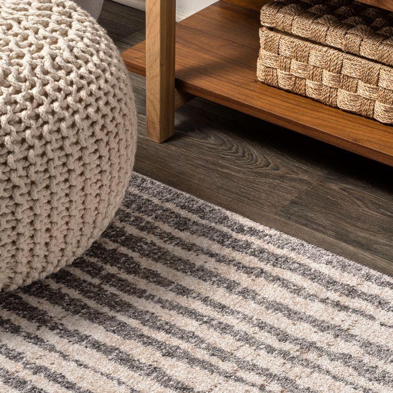 3'x5' Skoura Modern Bold Stripe Area Rug, Beige/Dark Gray - JONATHAN Y
