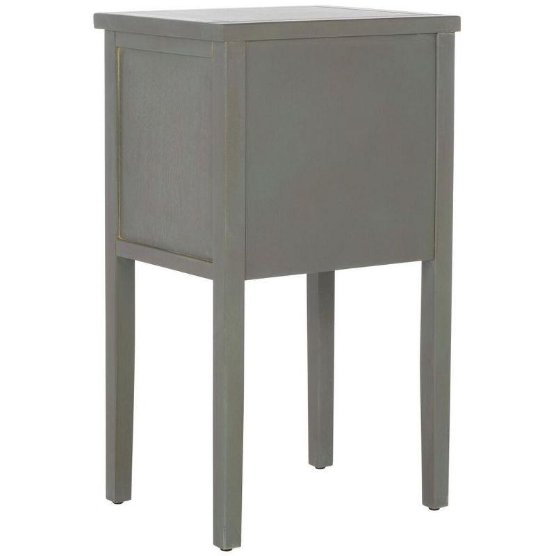 Transitional Ash Grey Elm Wood Nightstand with Metal Pulls