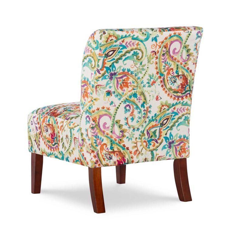 Julie Modern Curved Back Slipper Accent Chair Red - Linon: Paisley Print, Cottage-Chic, Tapered Wooden Legs