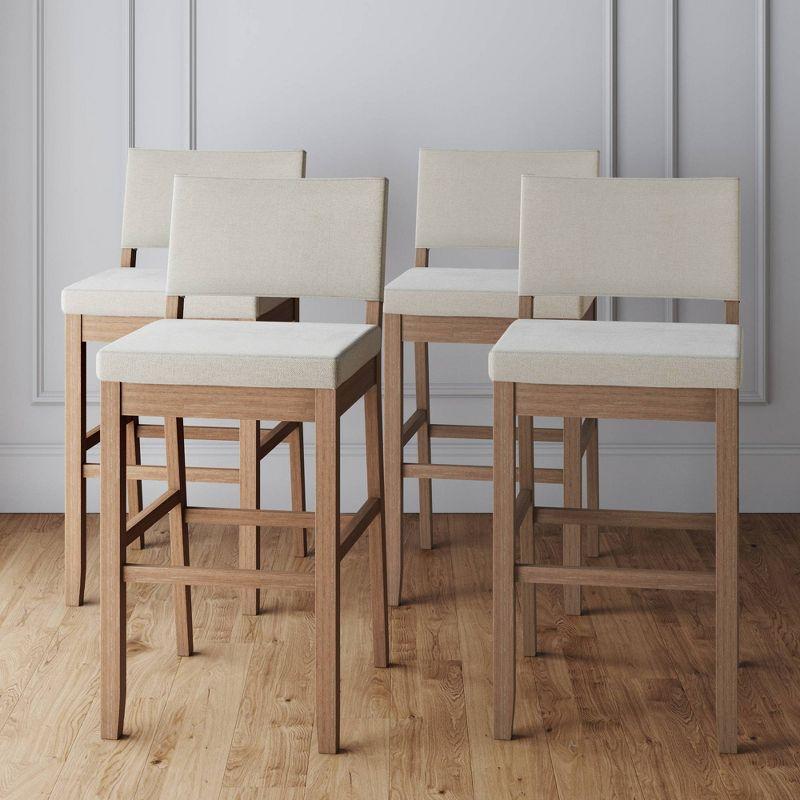 Nathan James Upholstered Counter Stool with Solid Wood Frame (Set of 4)