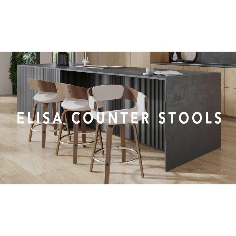 Elisa 33" Gray and Walnut Mid-Century Modern Swivel Counter Stool